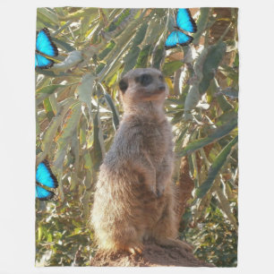 Meerkat en Butterflies Fleece Deken
