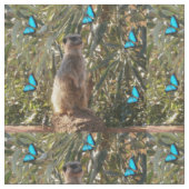 Meerkat Et Papillons Bleus, Tissu (Fermer)