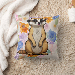 Meerkat Floral achtergrond Kussen