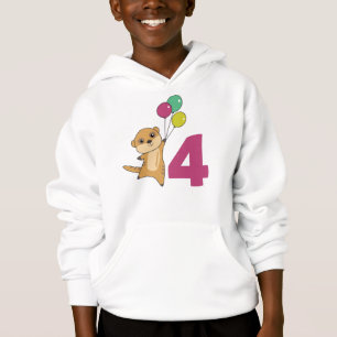 Meerkat Fourth Birthday Balloons Kinder Hoodie