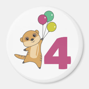Meerkat Fourth Birthday Balloons Kinder Magnet Magneet