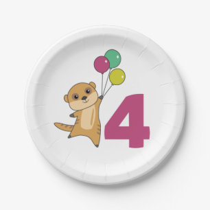 Meerkat Fourth Birthday Balloons Kinder paper Bord