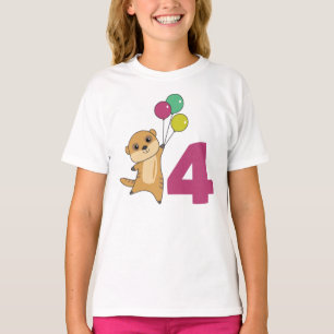 Meerkat Fourth Birthday Balloons Kinder T-Shirt