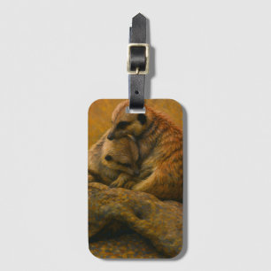 Meerkat Knuffel - Earth-Toned Wildlife Painting Bagagelabel