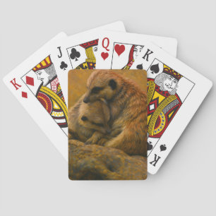 Meerkat Knuffel - Earth-Toned Wildlife Painting Pokerkaarten