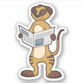 Meerkat leest een krant sticker (Voorkant)