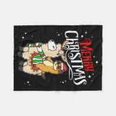 Meerkat Merry Christmas Reindeer Llama Riding Meer Fleece Deken (Voorkant (Horizontaal))