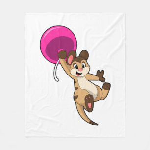 Meerkat met ballon fleece deken
