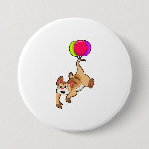 Meerkat met ballon ronde button 7,6 cm