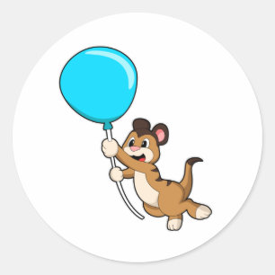 Meerkat met ballon ronde sticker