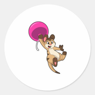 Meerkat met ballon ronde sticker