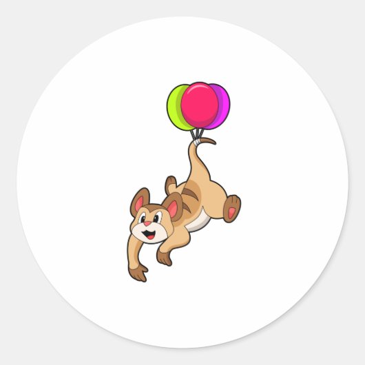 Meerkat met ballon ronde sticker (Voorkant)