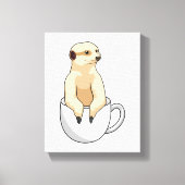 Meerkat met beker koffie canvas afdruk (Voorkant)