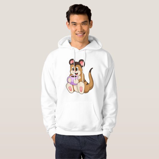 Meerkat met beker koffie hoodie (Voorkant volledig)