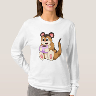 Meerkat met beker koffie t-shirt