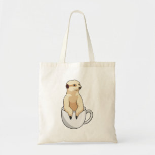Meerkat met beker koffie tote bag