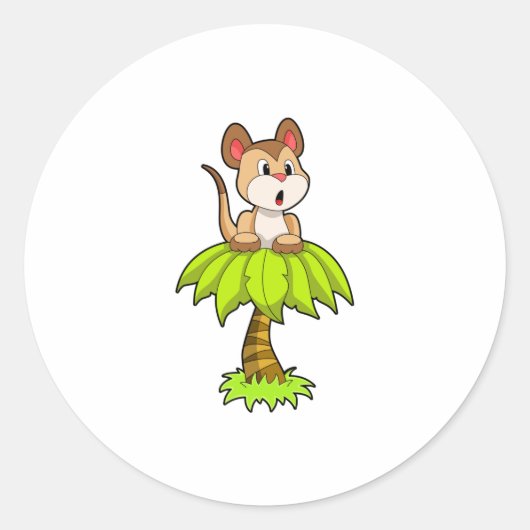 Meerkat met boom ronde sticker (Voorkant)