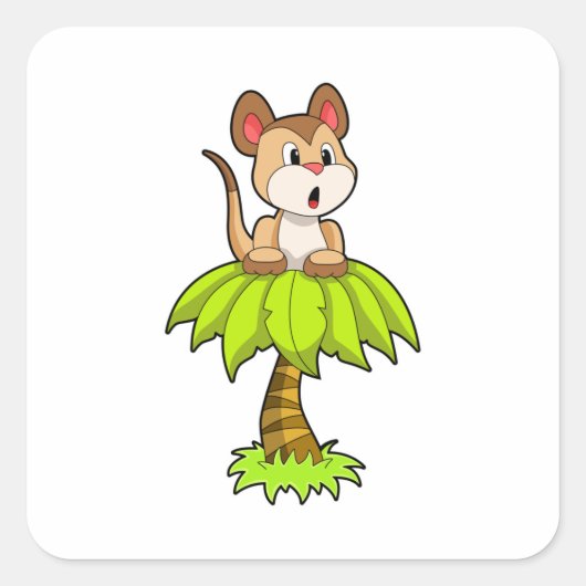 Meerkat met boom vierkante sticker (Voorkant)