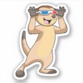 Meerkat met bril sticker (Voorkant)
