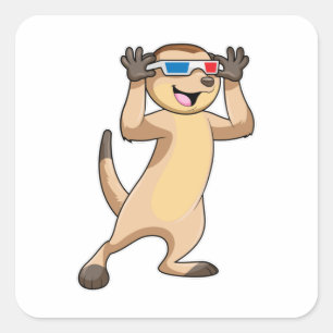 Meerkat met bril vierkante sticker