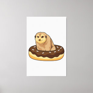 Meerkat met Donut Canvas Afdruk