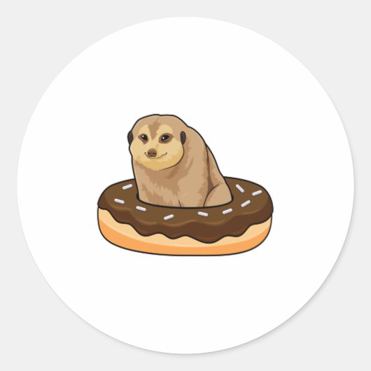Meerkat met Donut Ronde Sticker (Voorkant)