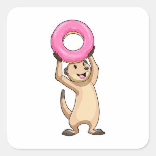 Meerkat met Donut Vierkante Sticker