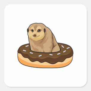 Meerkat met Donut Vierkante Sticker