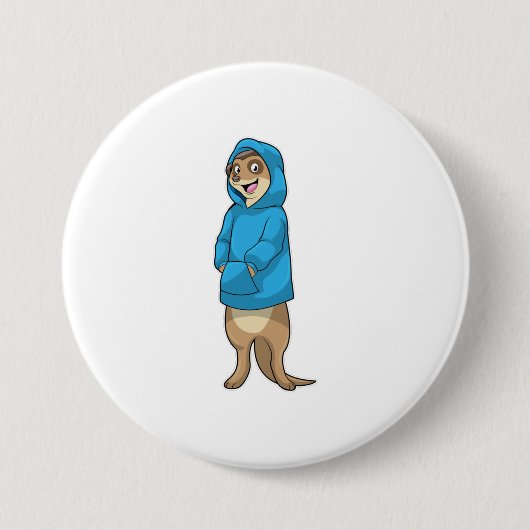 Meerkat met Hoodie Ronde Button 7,6 Cm (Voorkant)