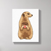 Meerkat met Muffin Canvas Afdruk (Voorkant)