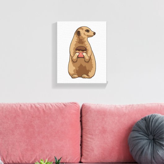 Meerkat met Muffin Canvas Afdruk (Insitu (Woonkamer))