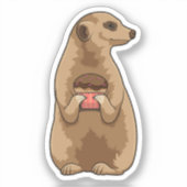 Meerkat met Muffin Sticker (Voorkant)