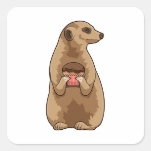Meerkat met Muffin Vierkante Sticker