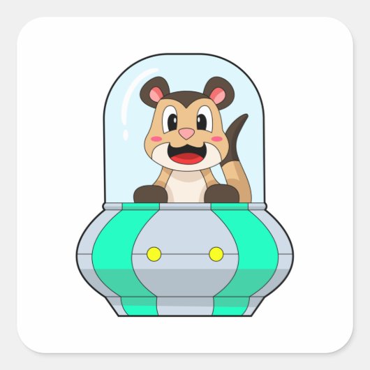 Meerkat met onderzeeër vierkante sticker (Voorkant)