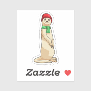 Meerkat met Pet en Scarf Sticker
