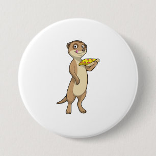 Meerkat met Pizza Ronde Button 7,6 Cm