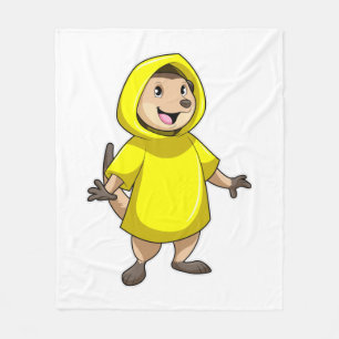 Meerkat met regenjas fleece deken