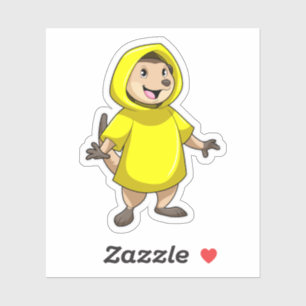 Meerkat met regenjas sticker