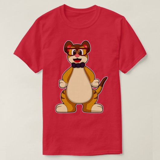 Meerkat met Stropdassen bril T-shirt (Design voorkant)