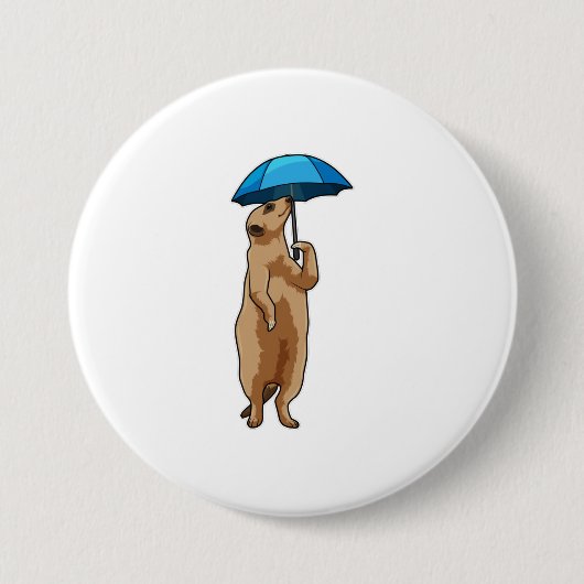Meerkat met Umbrella Ronde Button 7,6 Cm (Voorkant)