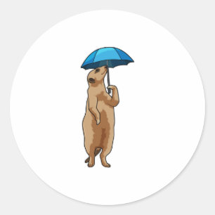 Meerkat met Umbrella Ronde Sticker