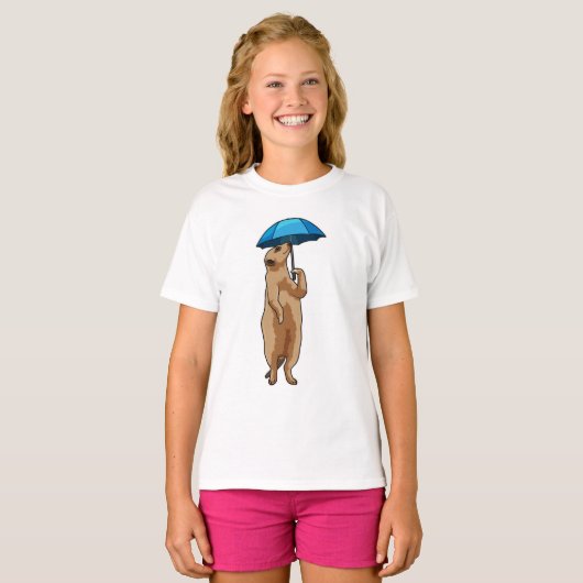 Meerkat met Umbrella T-shirt (Voorkant volledig)