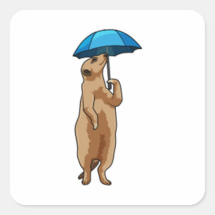 Meerkat met Umbrella Vierkante Sticker