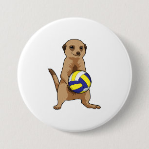Meerkat met volleybal ronde button 7,6 cm