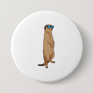 Meerkat met zonnebril ronde button 7,6 cm