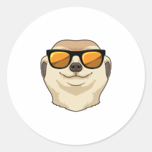 Meerkat met zonnebril ronde sticker