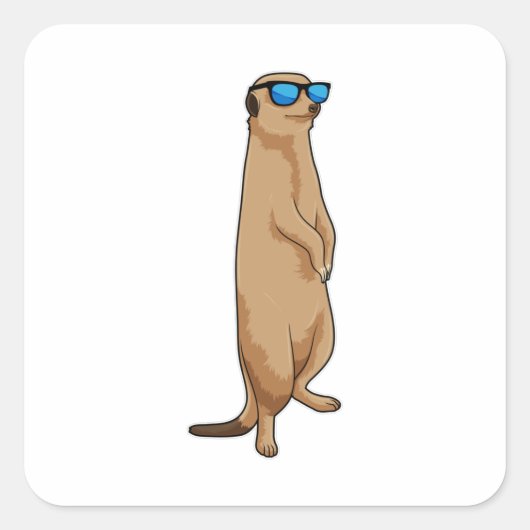 Meerkat met zonnebril vierkante sticker (Voorkant)