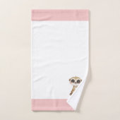 Meerkat & Monogramme personnalisés en rose et blan (Serviette à main)