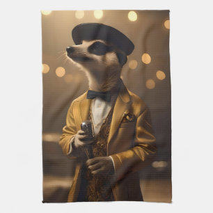 Meerkat Moonlight: Serenade van een Crooner Theedoek