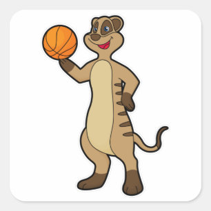 Meerkat op Basketball Sports Vierkante Sticker